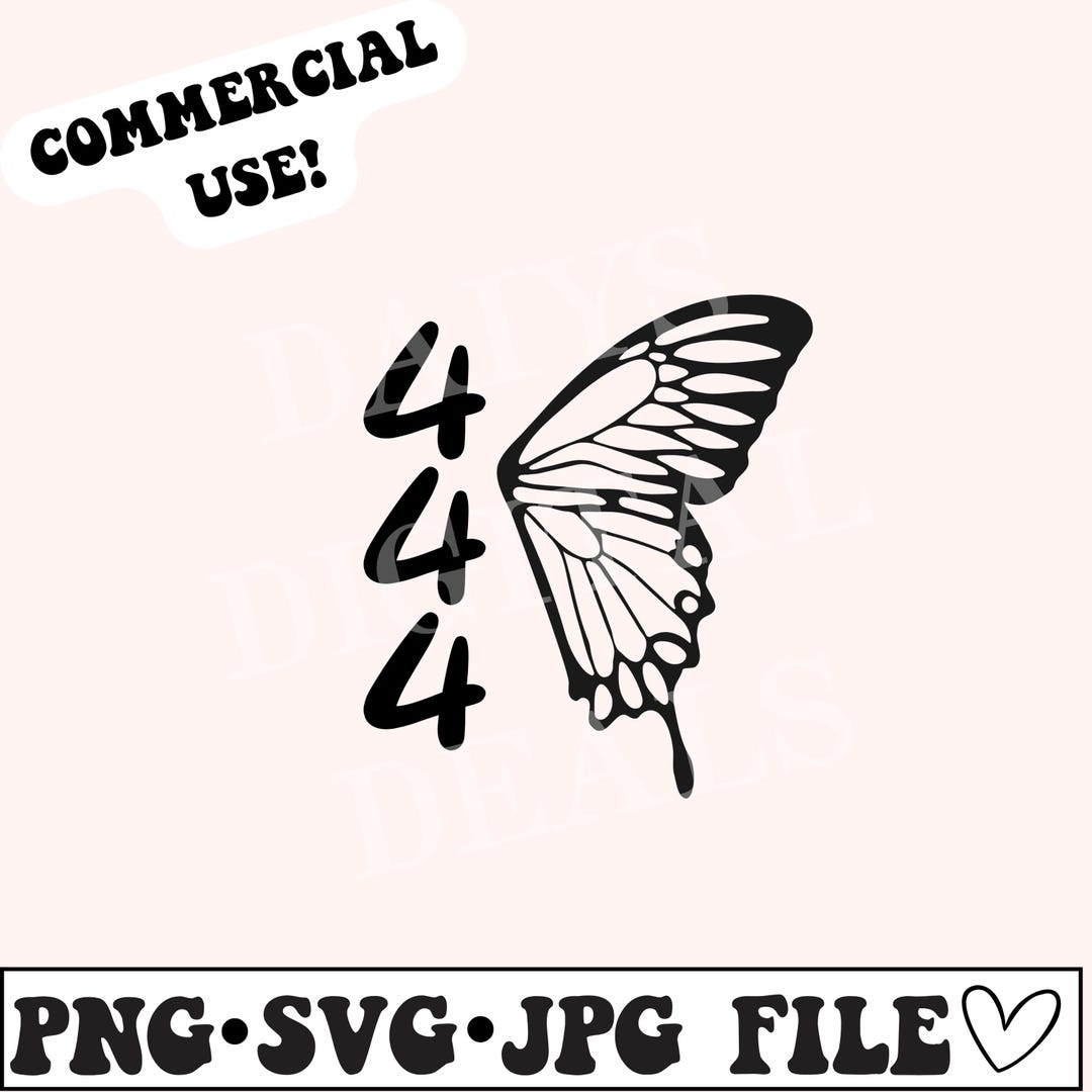 Angel Number 444 Butterfly Wing SVG PNG JPG (digital File) - Etsy