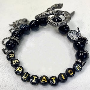 Pulsera de la amistad Reputation, pulsera de la amistad Taylor, pulsera con dijes Eras, pulsera hecha a mano, joyería personalizada, para Swiftys, gira Eras