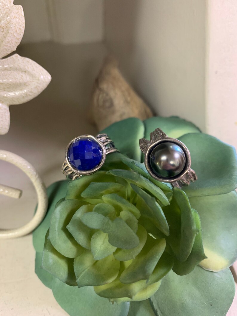 Textured sterling silver Farrah gemstone ring