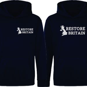 Sudadera con capucha bordada "Restore Britain", unisex, ideal para simpatizantes políticos