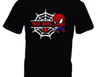 Aangepast familiegeanimeerd spider-T-shirt, gepersonaliseerd je naam, Spider Dad, Spider Mom, Spider Boy of Kid Tee, Family Matching, Marvell-T-shirt