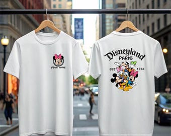 Custom Disney Family t-shirt, Disneyland Paris top,  Est 1955, Front and back Tshirt, Disneyworld Vacation Shirt, Disneyland Trip tee