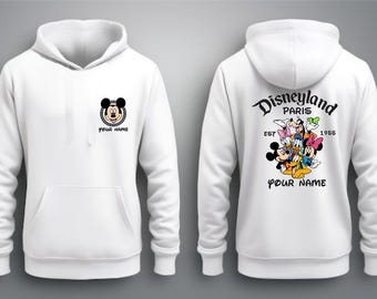 Personalized Disneyland Paris Hoodie, Mickey Minnie custom Hoodie, Est 1955, Front and back Hoodie, Family Trip Kids Adult Unisex Hoodie Top