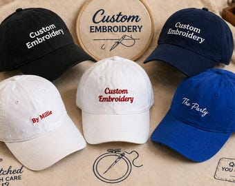 Gorra bordada, gorra de papá personalizada, gorra de béisbol con logo bordado, gorra individual, gorra personalizada, gorra de fiesta, gorra de béisbol neutra