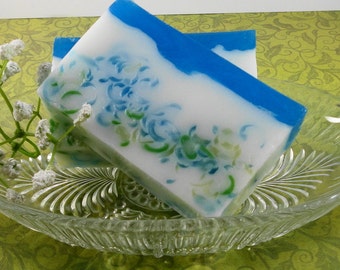 Blue Hydrangea Floral Soap - Handcrafted Glycerin Soap -  Goats Milk - Garden Soap - Summer Soap - SoapGarden