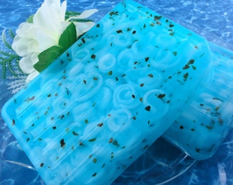 Cool Splash Beach  Soap - Glycerin Soap - Handmade Soap - Artisan Soap - Mildly Exfoliating Soap - Summer Soap - Beach Party Favor Soap