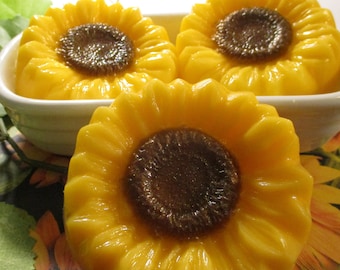 Sunflower Romance Made with Goats Milk - Glycerin Soap - Floral Soap - Wedding favors - Shower Favors - Summertime fun - SoapGarden