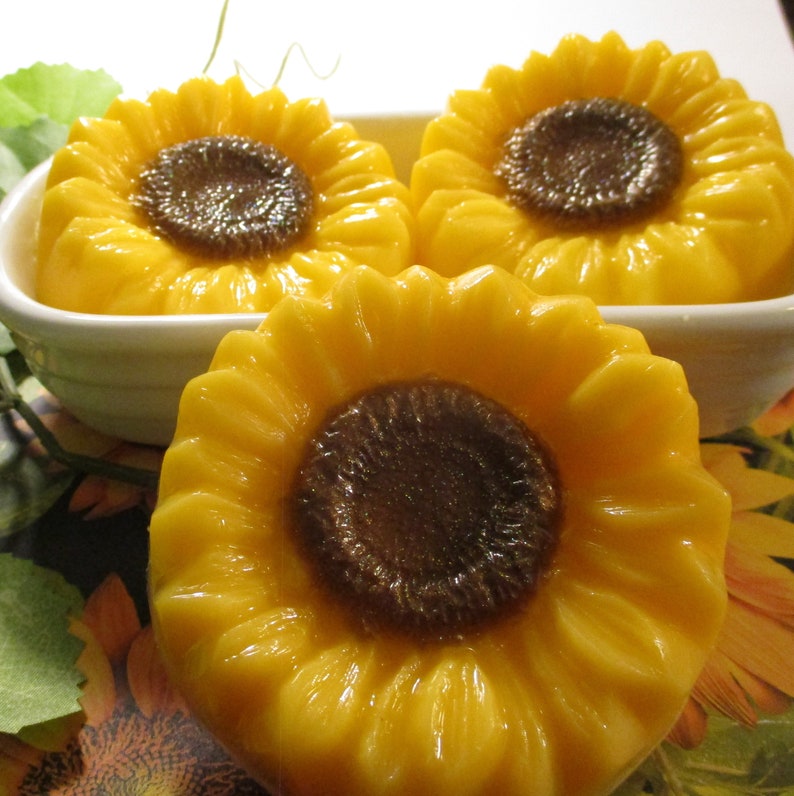 Sunflower Romance Made with Goats Milk Glycerin Soap Floral Soap Wedding favors Shower Favors Summertime fun SoapGarden image 1