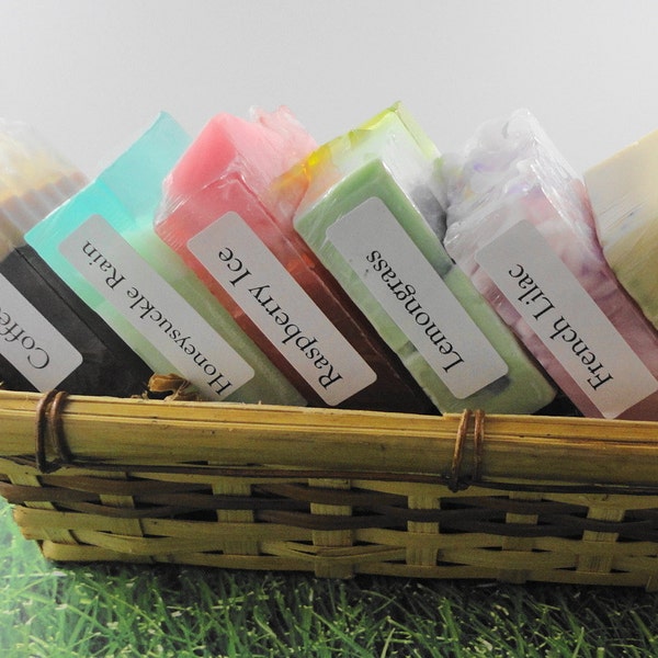 Sample Basket Of Soaps - Glycerin Soap Favorites - Handmade Soap - Gift Basket - Artisan Soaps - Variety Pack of Soaps - Guest Soap Size