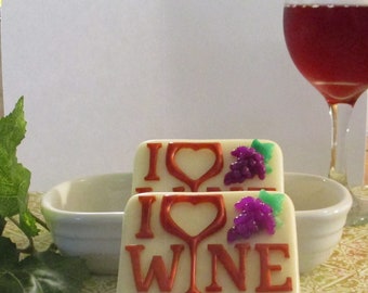 I Love Wine Glycerin Soap - Girls Night out Soap - Shower Favors - Chardonnay Wine Scent -  SoapGarden