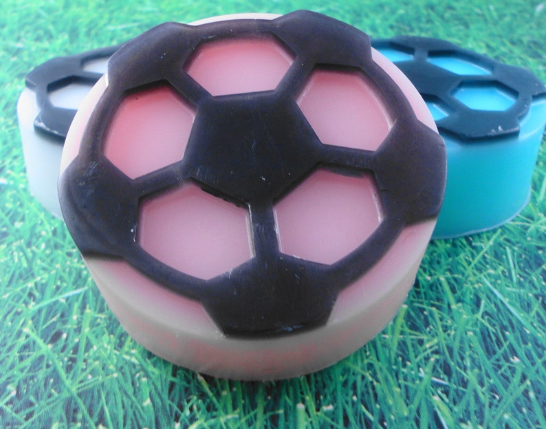 Kicking It in the Grass Soap made with Goats Milk Glycerin Soap Handmade Soap Soccer Soap Soccer Party Soap Soapgarden image 2