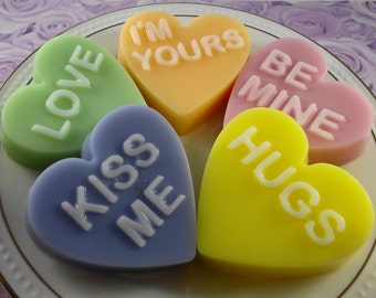 Conversation Hearts Made with Goats Milk - Glycerin Soap - Handmade Soap - Valentine's' Day - Artisan Soap - SoapGarden