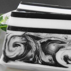 Black and White Delight Handmade Soap Black and White Bachelorette Party Soap Artisan Soap Party Favor Soap image 4