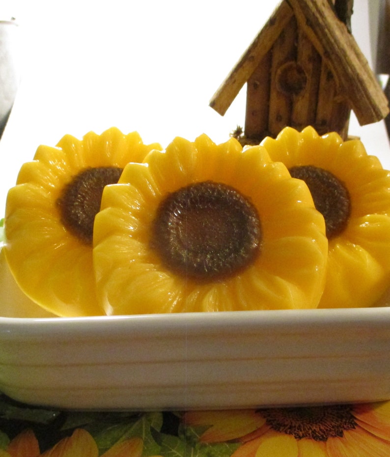 Sunflower Romance Made with Goats Milk Glycerin Soap Floral Soap Wedding favors Shower Favors Summertime fun SoapGarden image 2