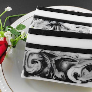 Black and White Delight Handmade Soap Black and White Bachelorette Party Soap Artisan Soap Party Favor Soap image 1