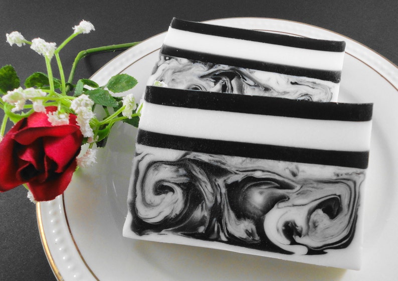 Black and White Delight Handmade Soap Black and White Bachelorette Party Soap Artisan Soap Party Favor Soap image 1