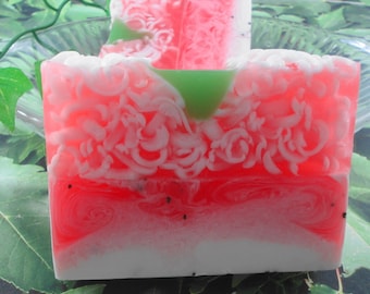 Strawberries and Cream Soap made with Shea Butter - Glycerin Soap - Handmade Soap - Spring Soap -Strawberry Soap - Artisan Soap - SoapGarden