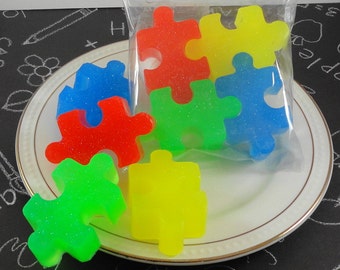 Jigsaw Puzzle Soap - Primary Colors - Autism Awareness Soap - Glycerin Soap - Artisan Soap - Children's Party Favors - Soapgarden