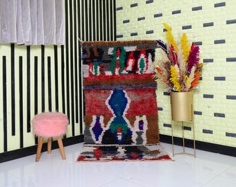 Handmade Boujaad Wool Rug, Colorful Abstract Berber Decor (6.3x3.1 ft)
