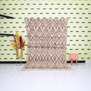 Tapis Beni Ourain, tapis coloré, grand tapis marocain, tapis en laine vintage, tapis berbère marocain fait main, tapis marocain, tapis coloré