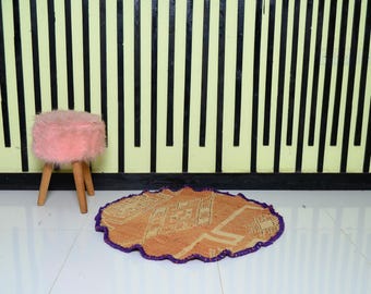Round Moroccan Rug, Handwoven Organic Wool Berber Rug (90 CM)