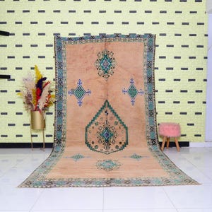 Handmade Boujaad Rug: Authentic Moroccan Berber Carpet, Red Tribal Art