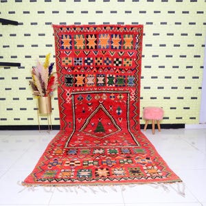 Vintage Boujaad Moroccan Rug Handmade berber rug Wool boujaad rug Authentic Rug Multi Colorful Rug