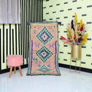Moroccan Small Boujaad Handmade Wool Rug Boho Wool Rug Unique Moroccan Rug Boho Decor Rugs