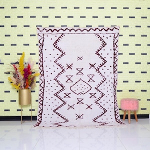 Tapis Beni Ourain, tapis coloré, grand tapis marocain, tapis en laine vintage, tapis berbère marocain fait main, tapis marocain, tapis coloré