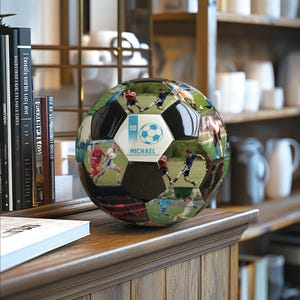 Aangepaste foto voetbal met doos, verjaardagscadeautjes voor voetbalfans, voetbalwedstrijd souvenir, kamerdecoratie