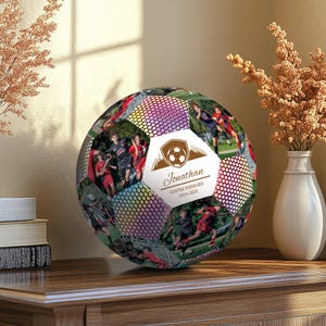 Custom reflective Photo Soccer, Personalized name soccer gift,  Birthday gift for Soccer lovers, Anniversary present for him