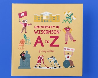 University of Wisconsin A to Z Picture Book Official UW Alphabet Book, Baby Shower Gift, Badger Keepsake, Graduation Present, Alumni Gift