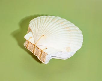 Scallop Shell Journal | One of a Kind Coptic Stitch Book | Unique Handmade Diary / Sketchbook