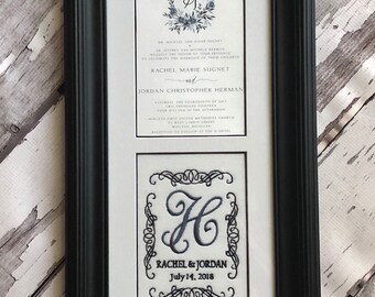 Custom Monogrammed Framed Wedding Invitation Keepsake