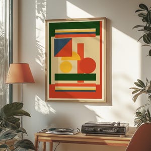Digitale abstracte poster: stijlvolle afdrukbare kunst voor trendy interieur
