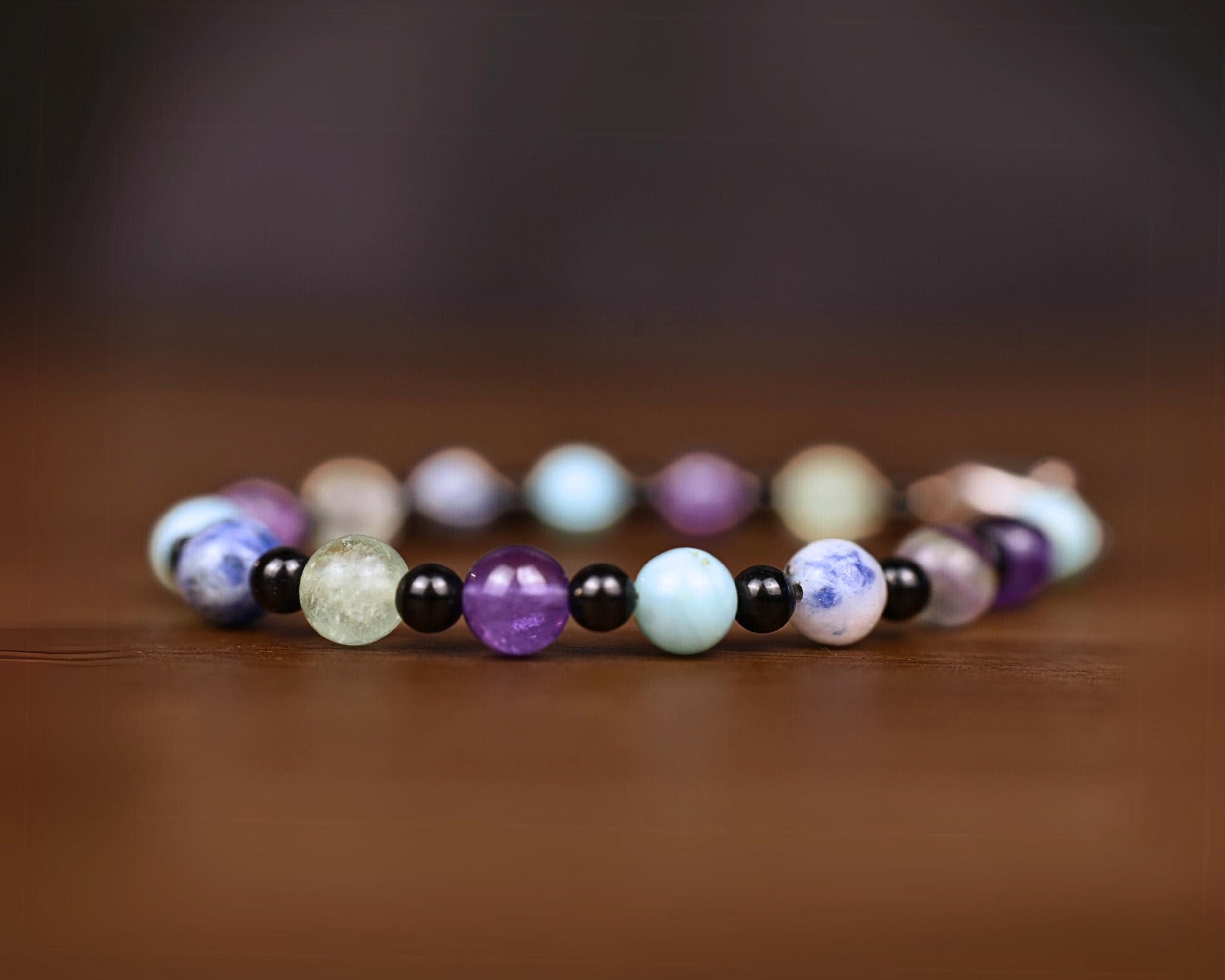 Bracelet Perles Tourmaline Fait Main - Sur Mesure Pour Femme Ou Enfant - Couleurs Rouge/bleu/rose