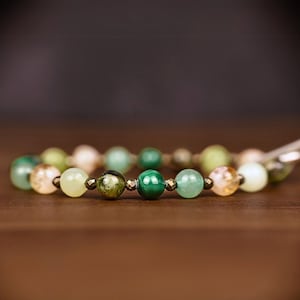 ABUNDANCE & LOVE Crystal Bracelet 3-6mm, Prosperity Jewelry, Attract Good Luck, Pyrite, Citrine, Green Aventurine, Jade, Malachite