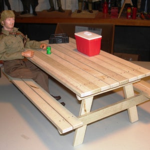 1/6 Scale Picnic Table, Handmade, REAL WOOD