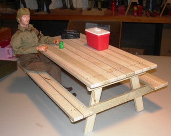 1/6 Scale Picnic Table, Handmade, REAL WOOD