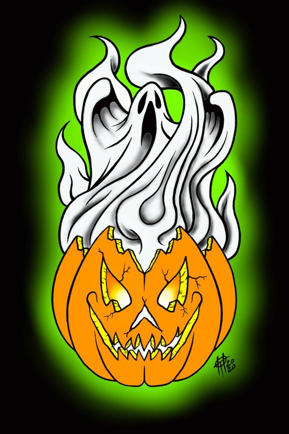 Tattoo Design Jack O Lantern And Ghost Etsy Uk Tattoo Design Jack O Lantern And Ghost Etsy Uk