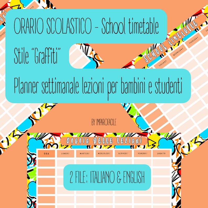 Printable Graffiti School Schedule | Weekly Class Planner for Kids and ...