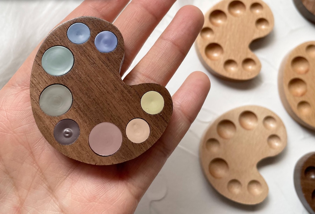 Mini Walnut Watercolor Paint Box, Handmade Portable Beech Wood Palette ...