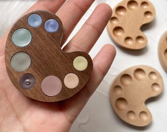 Mini Walnut Watercolor Paint Box, Handmade Portable Beech Wood Palette, Artist Painting Set, Photo Prop, Gift for Painters