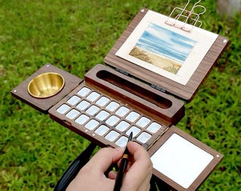 North American Black Walnut Watercolor Sketching Set - Professional Field Painting Kit