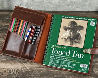 Juego de 12 lápices de acuarela de colores con cuaderno de cuero genuino A5, cuaderno de bocetos artesanal, material de arte portátil, regalo para artistas.