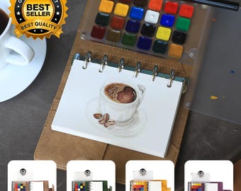 Doos reisaquarel, 24-kleuren acryl aquarel reisset, creatief cadeau, verfpalet, journaling, kunstbenodigdheden, gepersonaliseerd cadeau