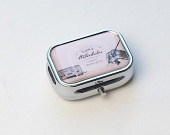 12-Color Metal Watercolor Box, Handwritten Style Mini Palette, Retro Travel Paint Set, Artist Gift, Portable Painting Kit