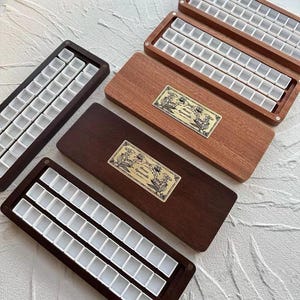Nussbaum & Sapele Holz Aquarell Malkasten - Premium Leere Palette für Künstler