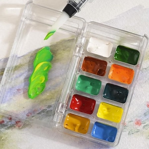 10-Color Transparent Portable Watercolor Palette, Compact Mini Paint Box, Travel-Friendly Artist Kit, Lightweight Painting Supplies