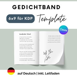 Modello di libro di poesie con pagine interne per KDP – formato 6 x 9 pollici – modello di libro di poesie modificabile con Canva – inclusa guida PDF